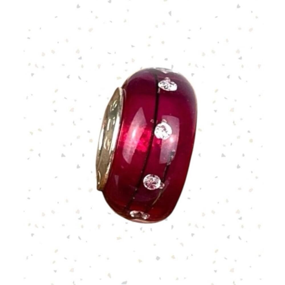 NEW Chamilia City Lights Fuchsia Pink Inclusion Murano Glass Bracelet Charm Bead